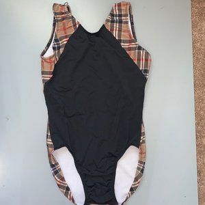 Adult Medium Gymnastics Tank Leotard Burberry Plaid